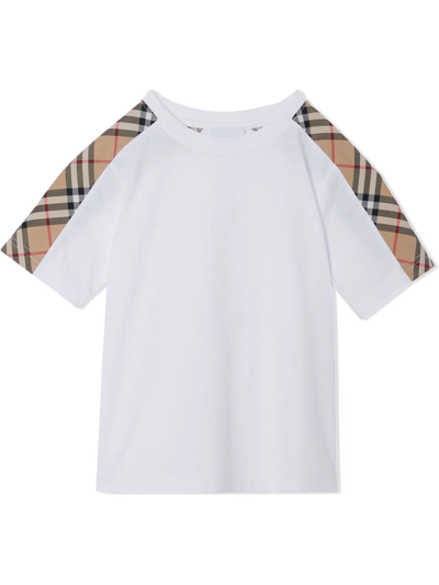 Shop Burberry Vintage Check Cotton T-shirt In White