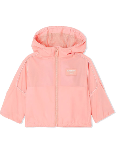 Shop Burberry Horseferry Motif Hooded Jacket In Pink