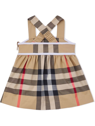 Shop Burberry Check-print Dress With Bloomers In Neutrals