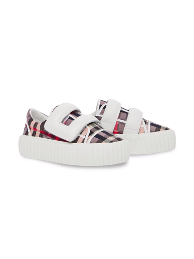 Shop Burberry Chequerboard Touch-strap Sneakers In Pink