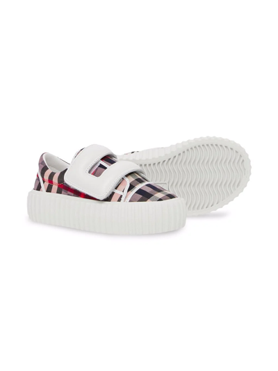 Shop Burberry Chequerboard Touch-strap Sneakers In Pink