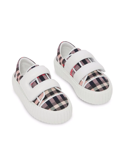 Shop Burberry Chequerboard Touch-strap Sneakers In Pink