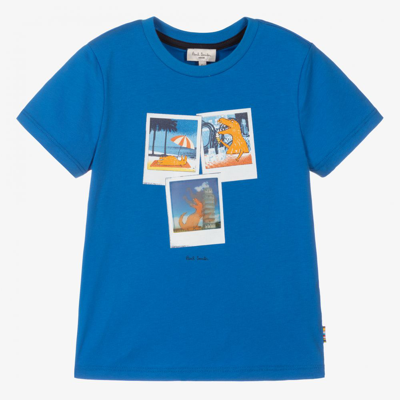 Shop Paul Smith Junior Boys Blue Cotton T-shirt