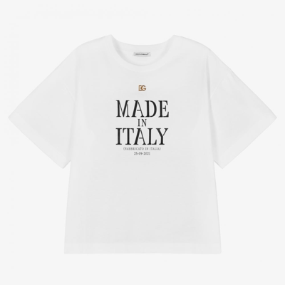 Shop Dolce & Gabbana Teen Girls White Logo T-shirt