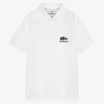 Shop Lacoste Teen Boys Minecraft Polo Shirt In White