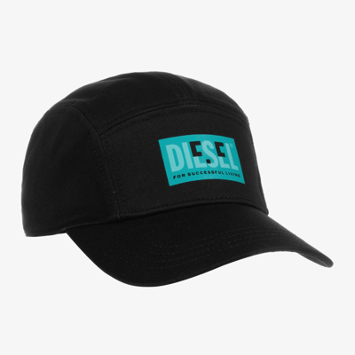 Shop Diesel Black Cotton Logo Cap