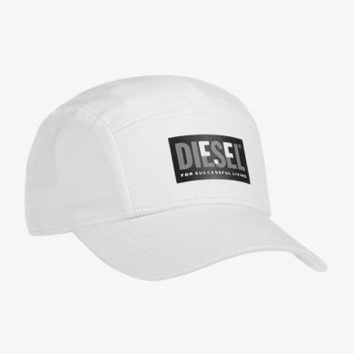 Shop Diesel White Cotton Logo Cap