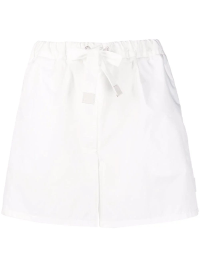 Shop Moncler White High Waist Drawstring Shorts