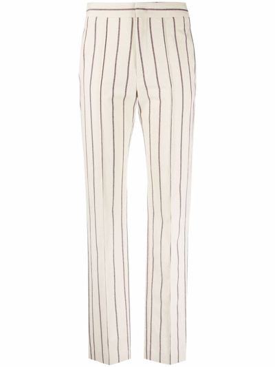 Shop Isabel Marant Stripe Print White Slim Fit Pants