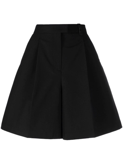 Shop Moncler Black Pleated Skirt In Nero