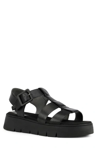 Geox Women's Dandra Leather Platform Sandals In Black | ModeSens
