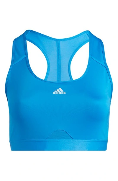 Shop Adidas Originals Powerreact Training Medium Support Bra In Bright Blue