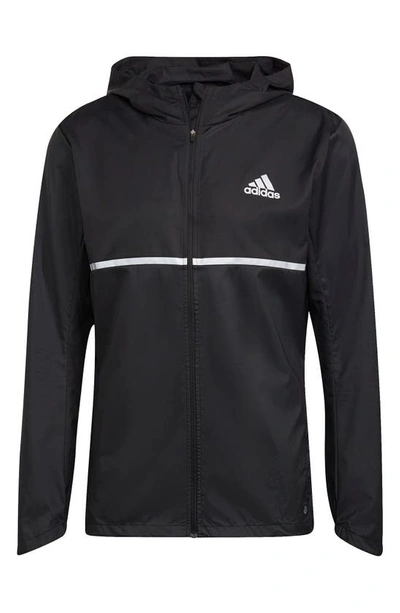 Shop Adidas Originals Own The Run Jacket In Black/ Reflective Silver