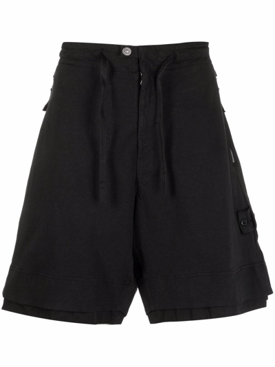 Shop Stone Island Shadow Project Fleece Shorts In Nero