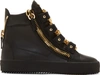 GIUSEPPE ZANOTTI Black Leather London Birel High-Top Sneakers