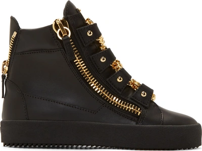 Giuseppe Zanotti Black Leather London Birel High-top Sneakers