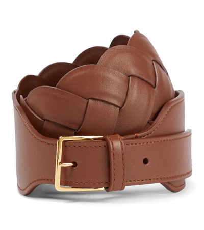 Shop Altuzarra Braided Leather Belt In Cognac