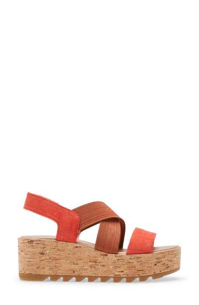 Shop Sorel Cameron Flatform Slingback Sandal In Signal Red