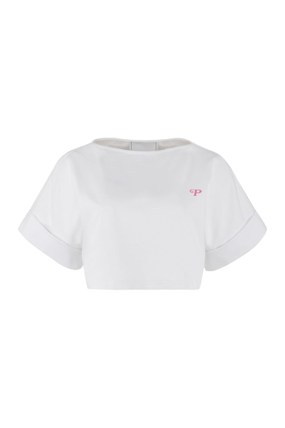 Shop Philosophy Di Lorenzo Serafini Logo Detail Cropped T-shirt In White