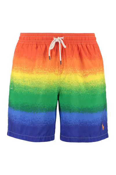 Shop Polo Ralph Lauren Printed Swim Shorts In Multicolor