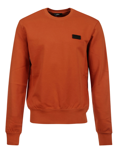 Shop Herno Felpa Garment Dyed Sweater Con Patch In Paprika