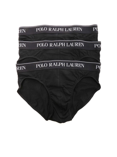 Polo Ralph Lauren Logo Band Three-pack Briefs In Black