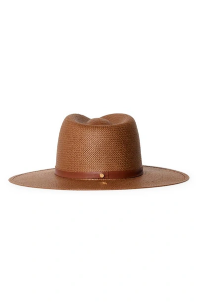 Shop Janessa Leone Sherman Packable Straw Fedora In Brown