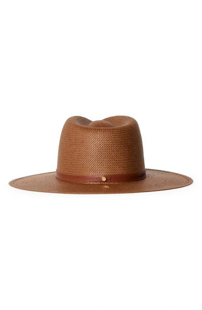 Janessa Leone Sherman Packable Straw Fedora In Brown