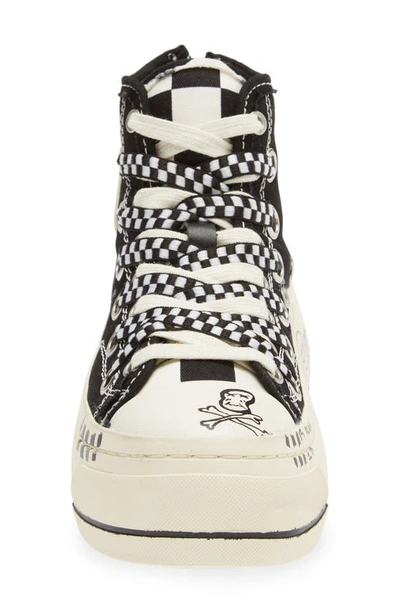 Shop R13 Kurt Double Grommet Platform Sneaker In Black Checkerboard W/ Graffiti