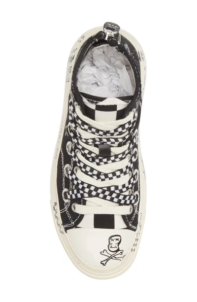 Shop R13 Kurt Double Grommet Platform Sneaker In Black Checkerboard W/ Graffiti