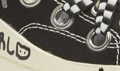 R13 Kurt Double Grommet Platform Sneaker In Black Checkerboard W/ Graffiti