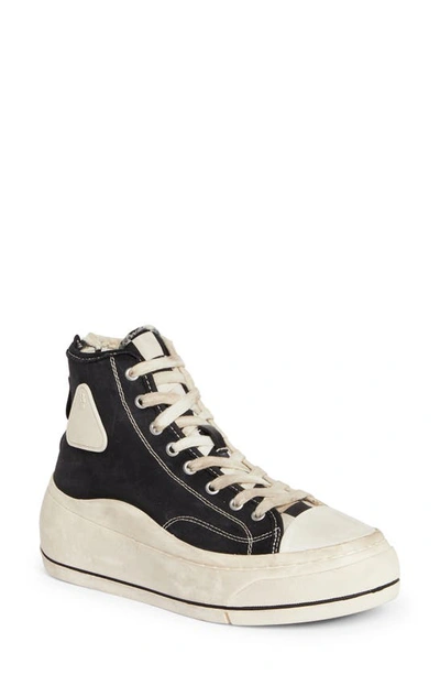 Shop R13 Kurt Colorblock Distressed Platform Sneaker In Black/ Ecru W/ Checkerboard