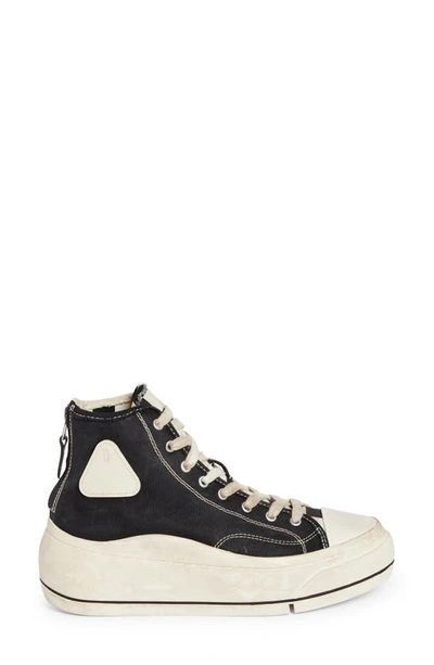 Shop R13 Kurt Colorblock Distressed Platform Sneaker In Black/ Ecru W/ Checkerboard