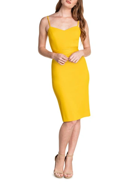 Shop Dress The Population Veronique Tie Back Sleeveless Dress In Canary