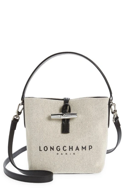 Longchamp Small Roseau Canvas Bucket Bag In Beige | ModeSens