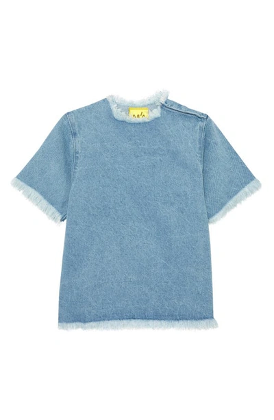 Shop Marques' Almeida Marques ' Almeida Kids' Oversize Cotton Denim Top In Baby Blue