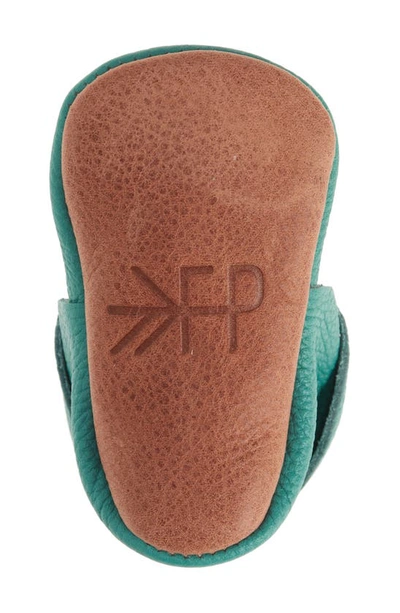 Shop Freshly Picked Leather Crib Shoe In Turquoise