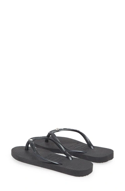 Shop Havaianas Slim Crystal Ii Flip Flop In Black