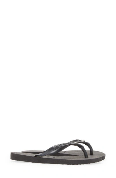 Havaianas Slim Crystal Ii Flip Flop In Black