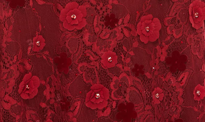 Shop Mac Duggal Floral Appliqué Flutter Sleeve Lace Gown In Burgundy
