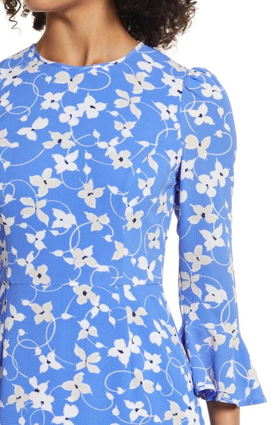 Shop Eliza J Floral Print Flounce Dress In Blue