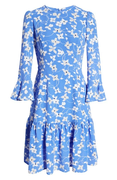 Shop Eliza J Floral Print Flounce Dress In Blue