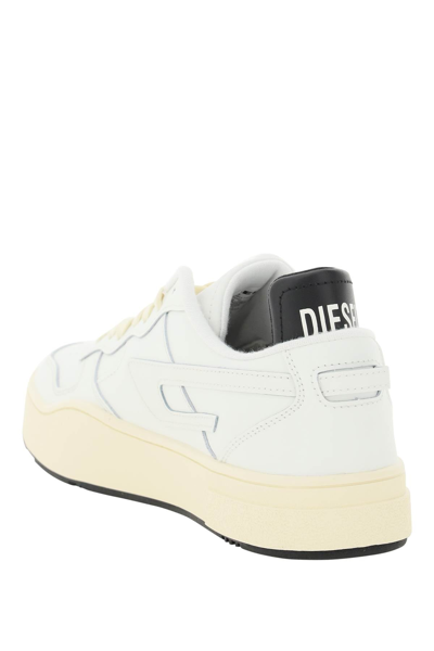 Shop Diesel Leather S-ukiyo Low Sneakers In White