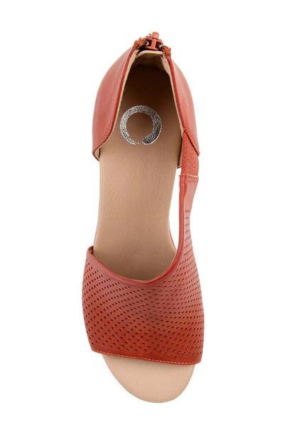 Journee Collection Aretha Perforated Wedge Sandal In Rust