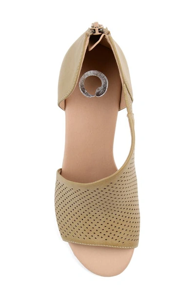 Shop Journee Collection Aretha Perforated Wedge Sandal In Taupe