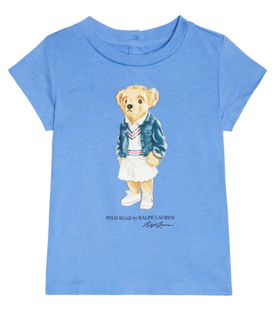Shop Polo Ralph Lauren Baby Polo Bear Cotton T-shirt In Harbour Island Blue
