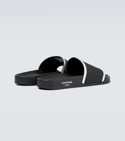 Shop Thom Browne Rubber Pool Slides In Black