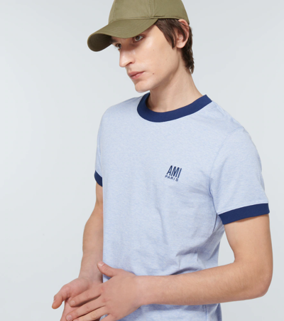 Shop Ami Alexandre Mattiussi Cotton Jersey T-shirt In Sky Blue