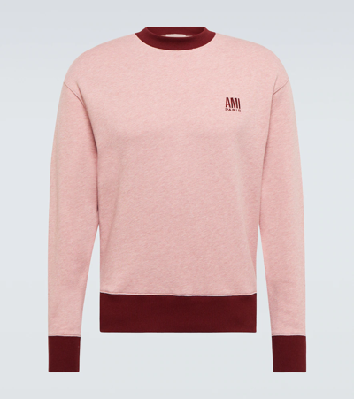 Shop Ami Alexandre Mattiussi Cotton Jersey Sweatshirt In Pale Pink