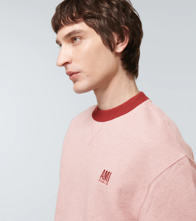Shop Ami Alexandre Mattiussi Cotton Jersey Sweatshirt In Pale Pink